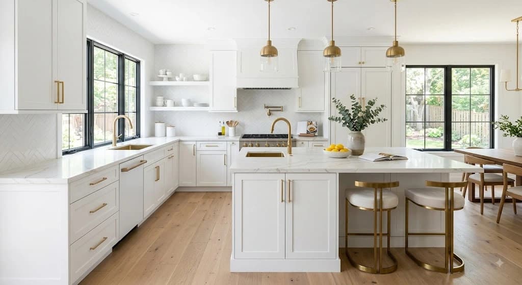 Freshly painted kitchen cabinets with a smooth, even finish