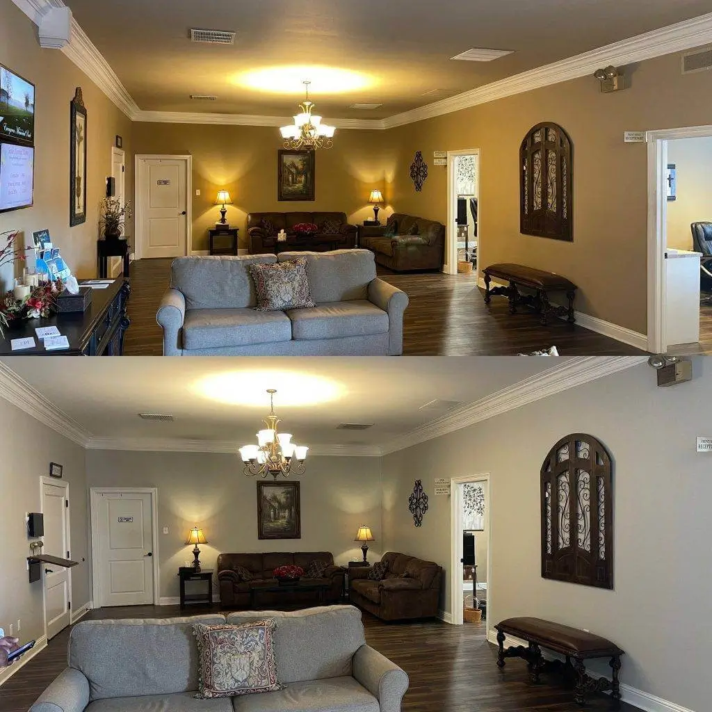 Tan walls to sleek gray by Swift Painting in Baton Rouge