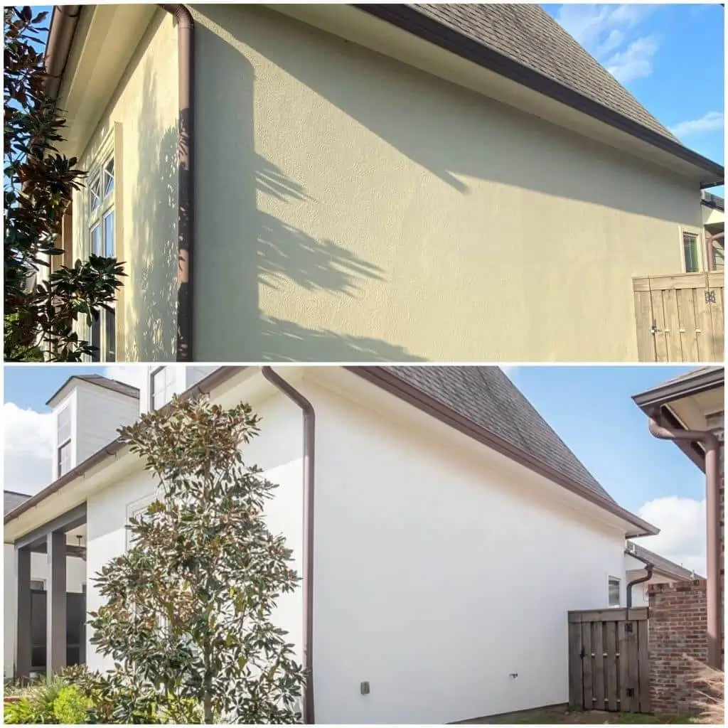 Swift Painting in Baton Rouge: Beige stucco transforms to bright white!