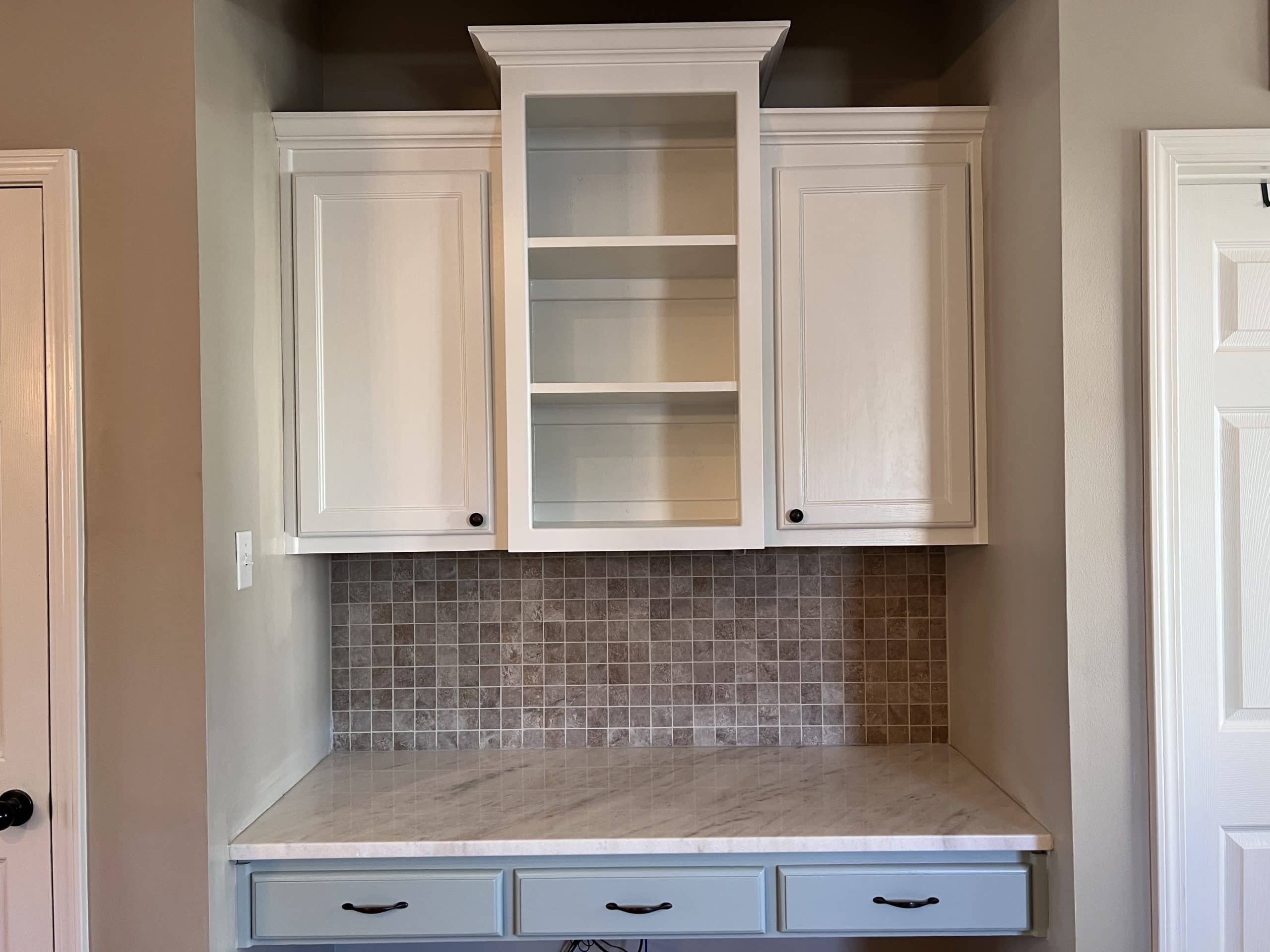 Freshly painted white study table by Swift Painting LLC.