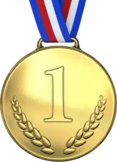 Gold first place medal icon.