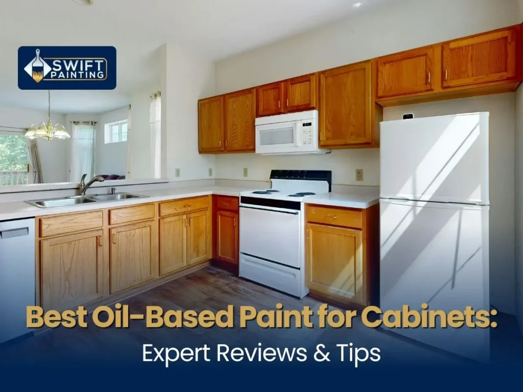 Oak kitchen cabinets.