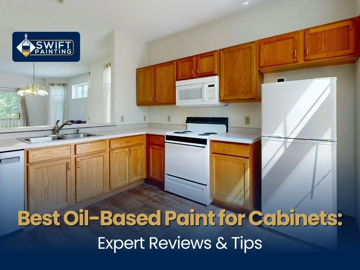 Oak kitchen cabinets.