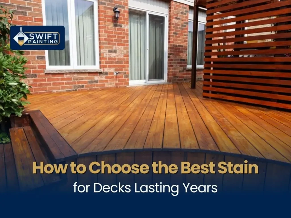 Stained wood deck.