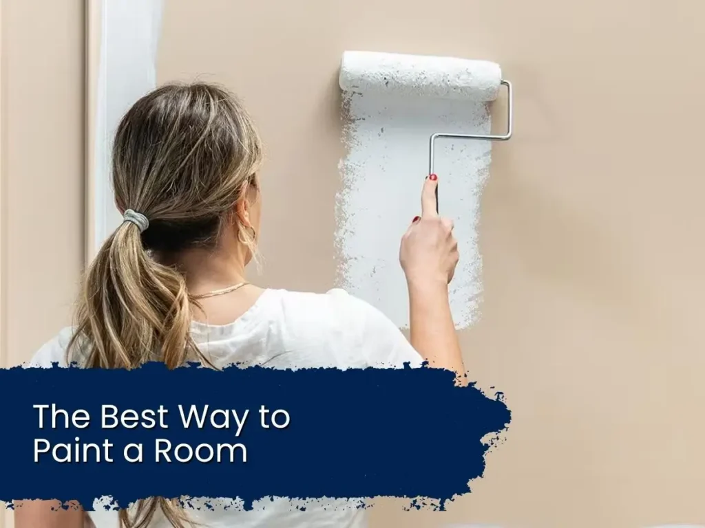 Painting with a roller.
