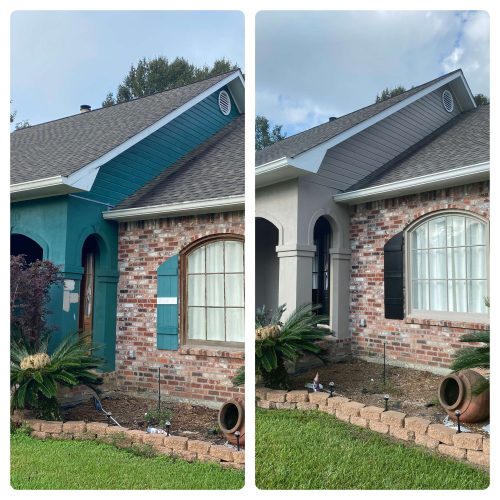 Exterior house painting transformation by Swift Painting in Baton Rouge